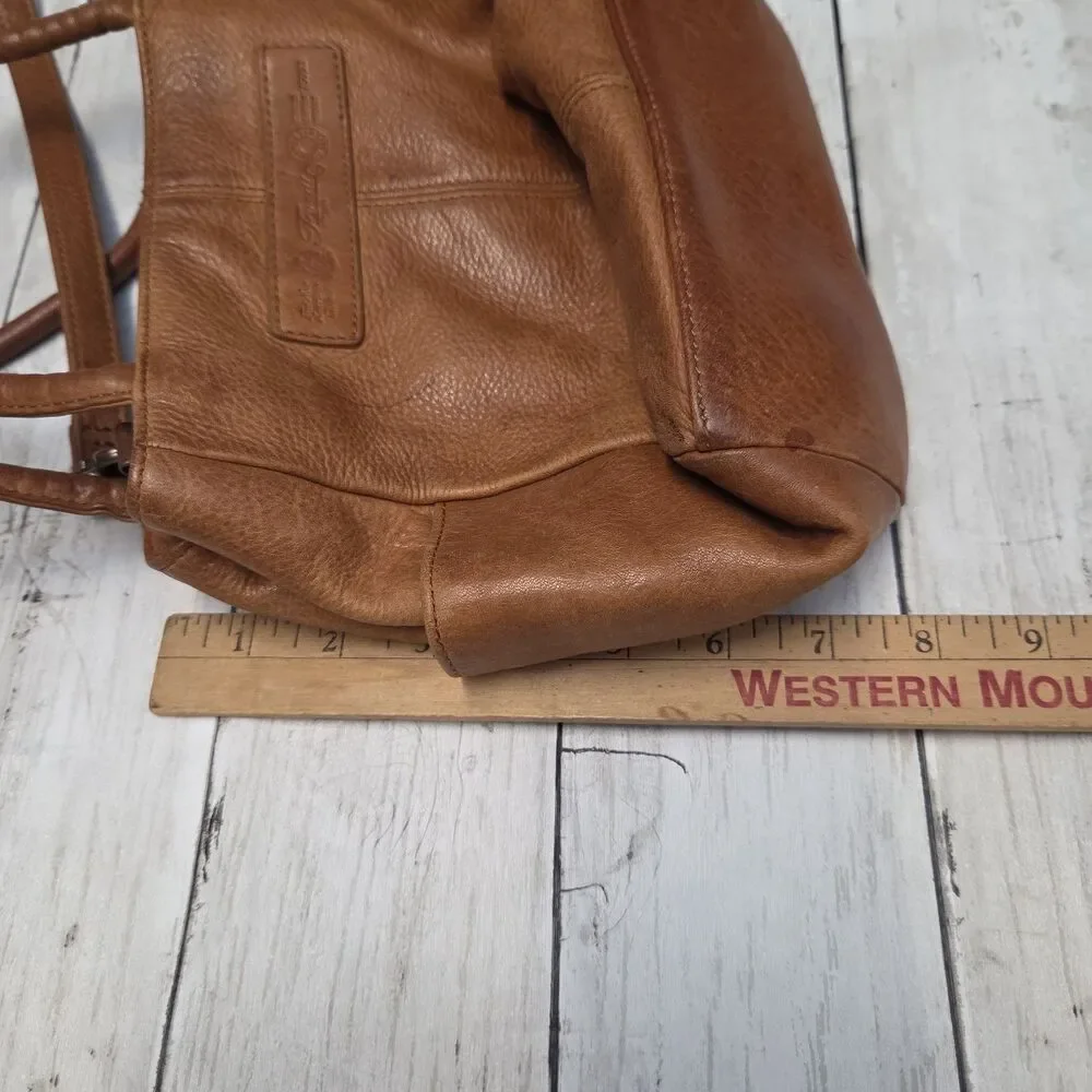 Vintage Fossil Tan Pebbled Leather Crossbody Shoulder Bag Key Fob 75082 Boho